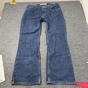 VTG Y2K Express Precision Fit Low Rise Flare Jeans Dark Wash Denim 11/12S